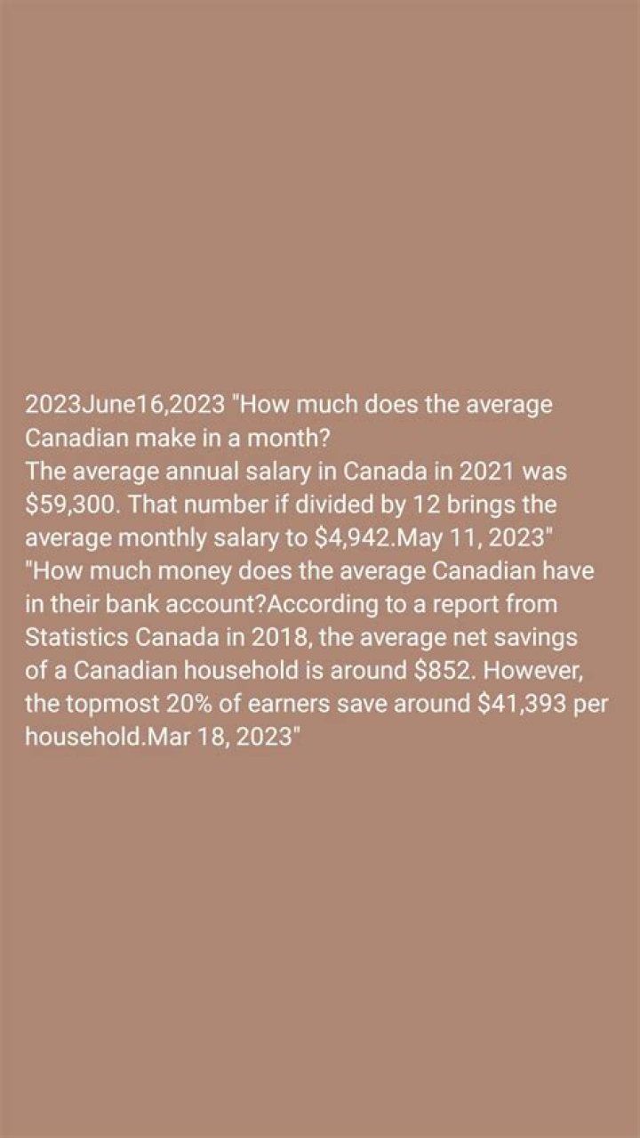 How much does the average Canadian have in their bank account?