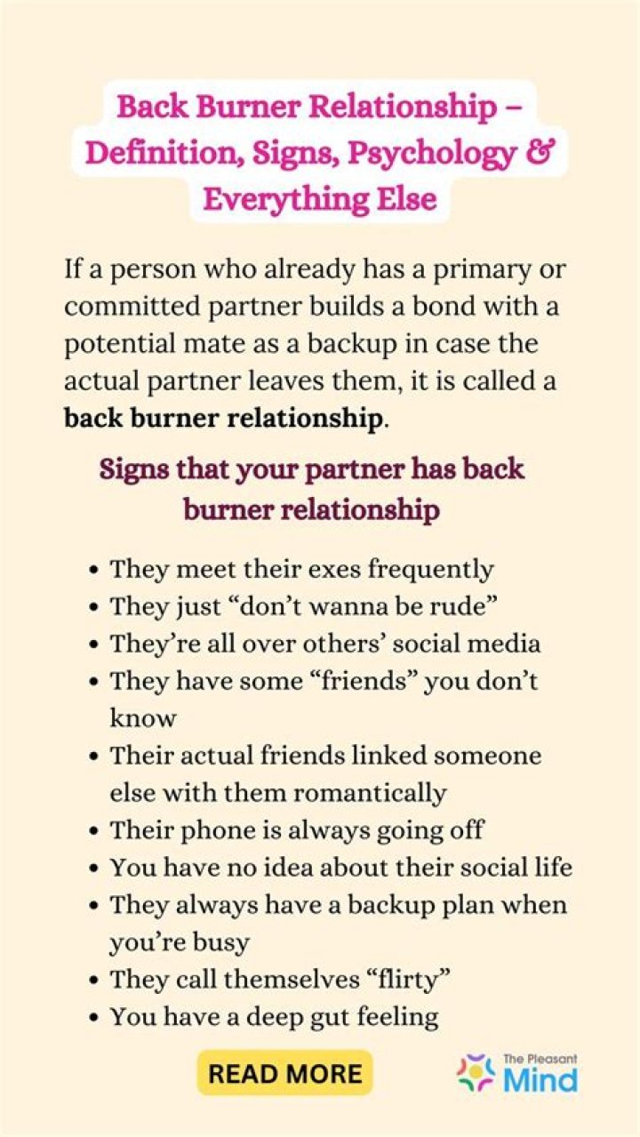 What is a back burner relationship?